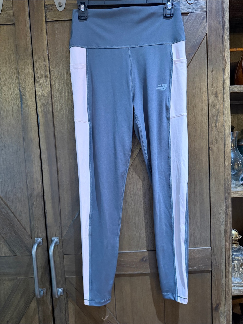 New Balance Gray Leggings with Light Pink Side Panels